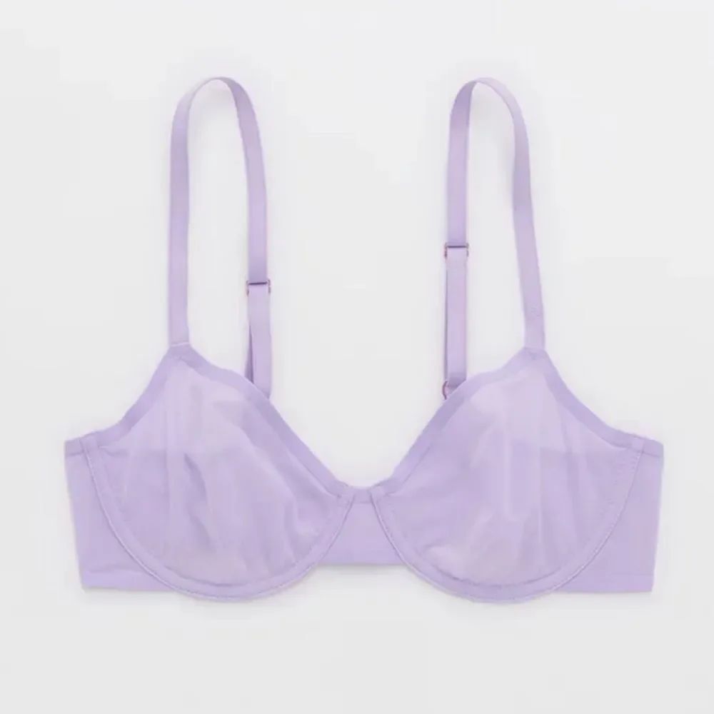 NWT Aerie 38C Smoothez Mesh Unlined Sheer Purple Balconette Bra